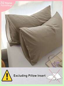 1pc Unfilled Washable Pillow Cover In Brown Color