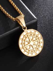 1PC Stainless Steel Compass Medal Pendant Necklace Men And Women Street Party Cool Jewelry Gifts