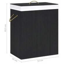 Deboola Laundry Basket With Lid 100L Bamboo Laundry Chest With 2 Compartments, Laundry Collector With Removable And Washable Inner Bag, Laundry Baskets For Laundry Room, Bedroom, Bathroom, 52 X 32 X 62.5 Cm - Black - 320746 - View 9