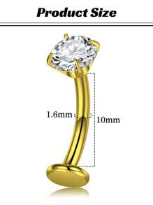 Titanium Bauchnabel Piercing Ring mit 1 Stück gekrümmtem Piercing Taper ASTM F136 innengewindelosem Bauchnabelring 14G CZ Ball Bauchnabel Ringe 10mm Steg Körper Piercing Schmuck für Frauen