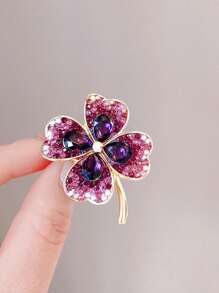 Exquisite 4 Leaf Clover Brooch Pin, Luxury Green High-End Lapel Flower Pin, Elegant Suit Accessory