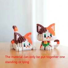 500+Pcs Pet Cat Series Splicing Building Blocks, Cute Cartoon Animal Model, Fashion Assembly Toy, Creative Gift, Home And Office Desktop Decoration - Multicolor - View 8