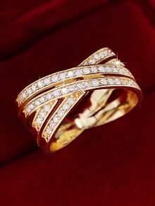 1 قطعة خاتم فاخر متقاطع لامع، مناسب للرجال للارتداء اليومي، الرياضة، الحفلات والمناسبات الأخرى