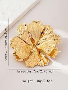 1pc Gold Floral Luxury Brooch Pin, Vintage Style Versatile Jewelry For Women, Party/Wedding Accessory - Yellow Gold - View 9