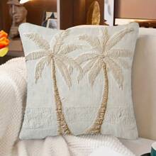 1 funda de cojín moderno y minimalista con diseño de palmera, estampado en 2D de palmeras blancas de 18" x 18", lavable a máquina, para sofá/decoración de la habitación, sin relleno incluido