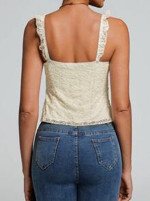 Elegant Bow Lace Patchwork Design Camisole, Summer - Yellow - View 2