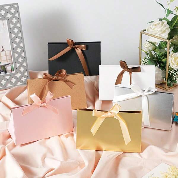 10pcs/20pcs Mini Packaging Bags, Ribbon Bow Handbag, Triangle Paper Box, Delicate Handbag, Wedding Souvenir Gift Box, Birthday Gift Box, Packaging Box, Gift Box, Gift Bag, Suitable For Festivals, Parties, Holidays, And Gift Giving