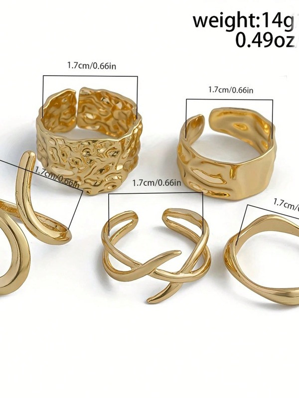 Juego de 5 anillos geométricos apilables, joyería de moda de verano para mujeres, regalo para mamá, esposa, amante o mejor amiga