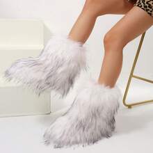Stylish Personalized Winter Boots For Women - Adorable Spicy Girl Mid-Length Snow Boots, Cozy And Warm,Fluffy Boots Faux Fur Boots Women Shoes - 白色 - 查看 6