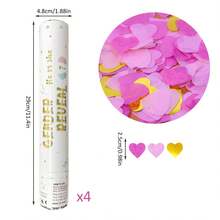 Gender Reveal Confetti Cannon - Heart Shaped Confetti Party Poppers - Pink, 4 Pack - B Aby G Irl Gender Reveal Party Poppers Cannons Shooters Blaster - 4粉 - 查看 9