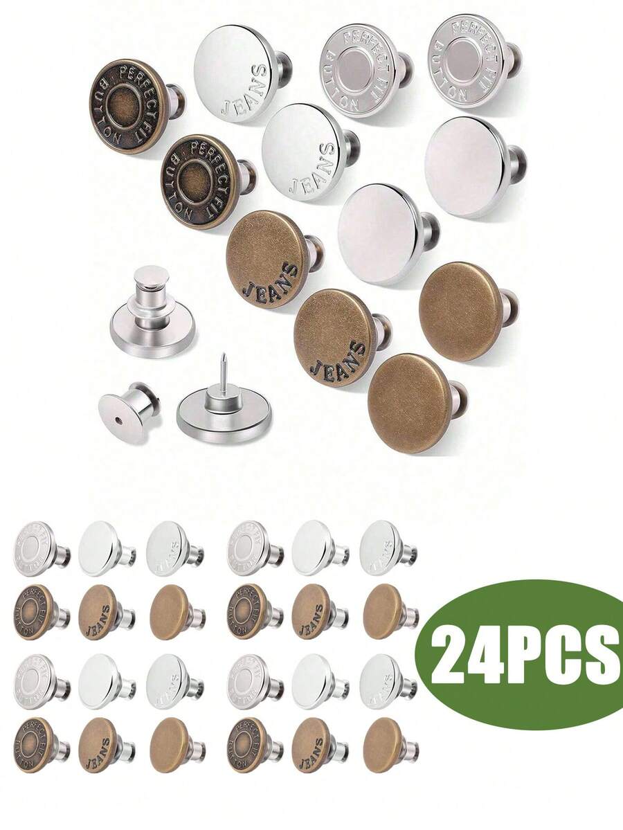 适用于宽松牛仔裤的纽扣别针，无需缝纫，无需工具，完美贴合牛仔裤纽扣紧固件，可调节可重复使用金属夹，可立即缩小过大裤子腰围，情人节、情人节婚礼、生日