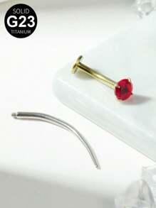 Titanium Bauchnabel Piercing Ring mit 1 Stück gekrümmtem Piercing Taper ASTM F136 innengewindelosem Bauchnabelring 14G CZ Ball Bauchnabel Ringe 10mm Steg Körper Piercing Schmuck für Frauen