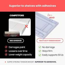 Tension Rod Shelving Expandable Closet Tension Shelf Storage Rack - No Drill Cabinet Tension Rod Shelf Closet No-Slip |   Shelves Cabinet (NO Screw Installation) - Large ( 29"- 41" ) - View 6
