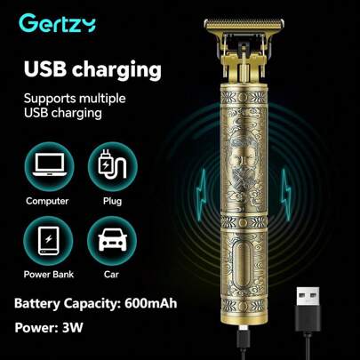 GERTZY Barbeador elétrico e aparador de barba masculino, barbeador elétrico multifuncional recarregável por USB, carregamento rápido, máquina de cortar cabelo sem fio, máquina de cortar cabelo elétrica multifuncional para uso doméstico - experiência de barbear de alto desempenho, opção de presente de Natal e Dia dos Namorados, atendendo às necessidades diárias de barbear e estilo.