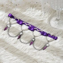 New Fashion Deep Purple Sexy Tie-Up Tassel Women's Heart Elasticity Thigh Band Perfect For Summer Wear. - Màu tím - Xem 2