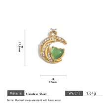 1 Pc 304 Stainless Steel 18k Gold-Plated Pendant With Natural Stone Fish, Moon, Crab, Turtle And Bird, Women's Stainless Steel Jewellery Accessories DIY Pendant