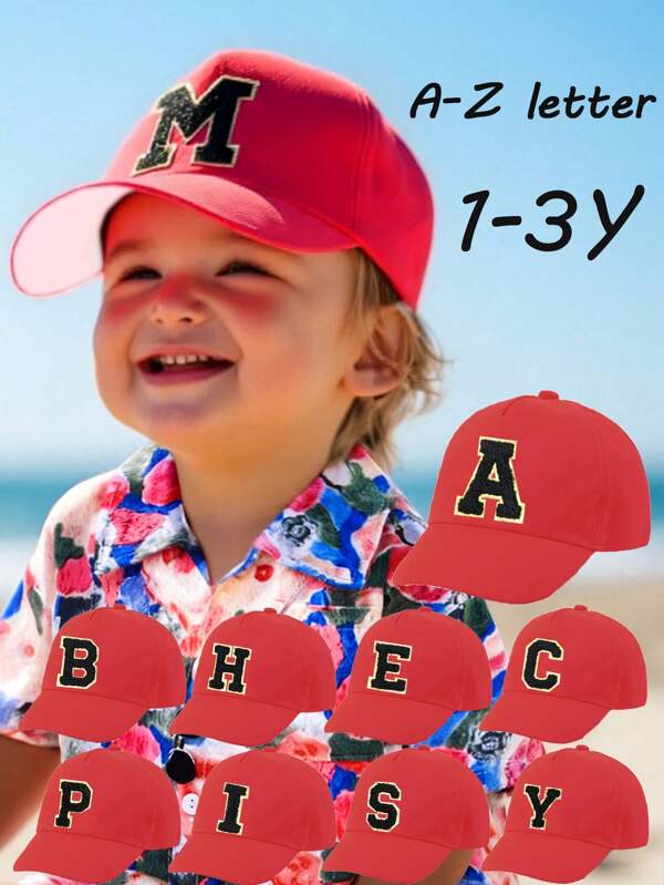 1 pièce Casquette de baseball pour enfants avec lettres de l'alphabet 26, broderie fil doré, style lettre, pour bébé garçons style Kpop, casquette snapback, chapeaux de soleil pour filles et garçons 1-3 ans