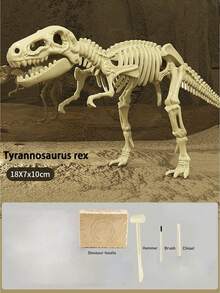 1Pc Dinosaur Fossil Digging Toy (Free Tools) - T-Rex/Triceratops & More, Kids DIY Educational Digging Treasure Toy For Boys Girls