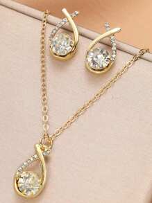 3 pièces Ensemble de bijoux Boucles d'oreilles et collier croix cœur cubique zircone élégant et luxueux Y2K pour femmes, cadeau pour anniversaire, vacances, fête, mariage (sans boîte)
