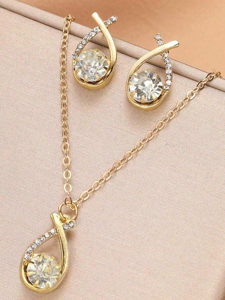 3 pièces Ensemble de bijoux Boucles d'oreilles et collier croix cœur cubique zircone élégant et luxueux Y2K pour femmes, cadeau pour anniversaire, vacances, fête, mariage (sans boîte)