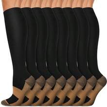 6 Pairs Copper Compression Socks (15-20 MmHg), Unisex - For Running, Hiking, Cycling, Travel - Improves Blood Circulation
