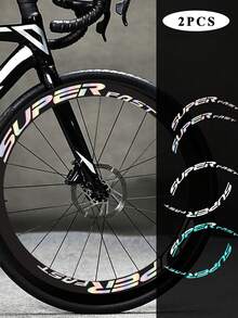 2 件山地自行车/自行车轮圈反光贴纸，激光发光辐条装饰，创意自行车轮圈盖贴花 - 彩色 - 查看 2