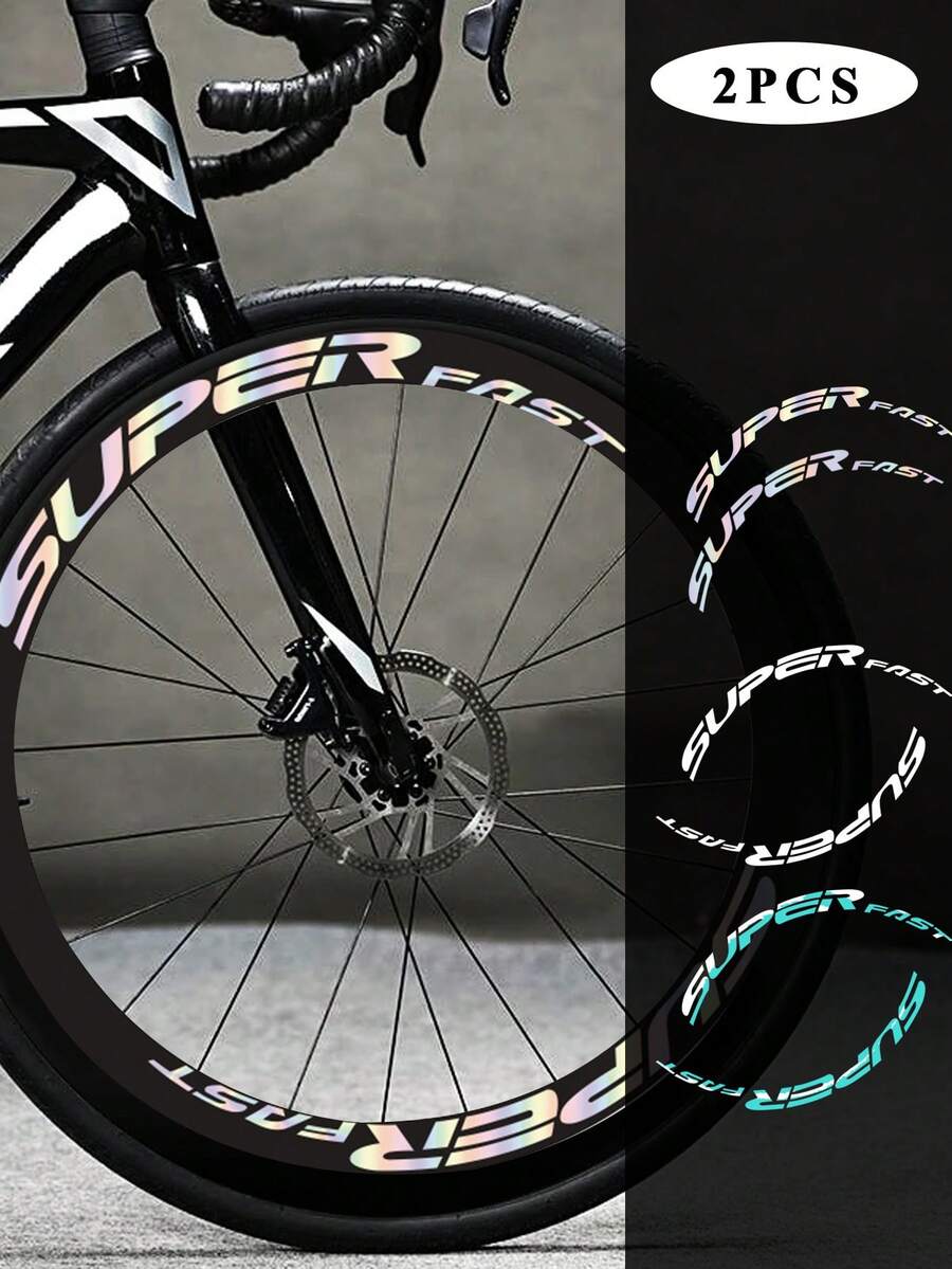 2 件山地自行车/自行车轮圈反光贴纸，激光发光辐条装饰，创意自行车轮圈盖贴花