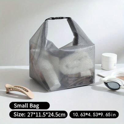 High Quality Large Capacity Unisex Toiletry Bag, Waterproof PVC Wet & Dry Separation Drawstring Pouch With Wrist Strap, Lightweight Minimalist Design Suitable For Outdoor, Swimming, Gym, Travel