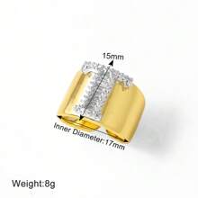 Chunky CZ Crystal 26 Letter Rings For Women Gold Silver Color Wide Rings Initial Jewelry Party Gifts