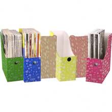 Local Delivery-Evelots Magazine File Holder -Set Of 6 White - Office Desk Organizer - Sturdy Cardboard - New Upgraded Double Front Panel -4" Wide-Easy Assemble - Floral - View 7