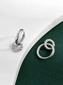 1 par de pendientes elegantes y a la moda de plata de ley 925 con nudo trenzado, adecuados para citas, fiestas y uso diario para mostrar encanto