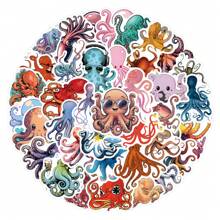 55 piezas Pegatinas lindas de pulpo, pegatinas divertidas de criaturas marinas de dibujos animados, pegatinas de tema oceánico, decoraciones artísticas a prueba de agua para sobres, botellas de agua, computadoras, portátiles, teléfonos, equipaje, cuadernos, refrigeradores