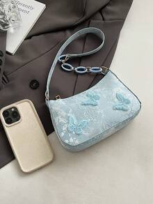 迷你简约蝴蝶图案链条单肩包