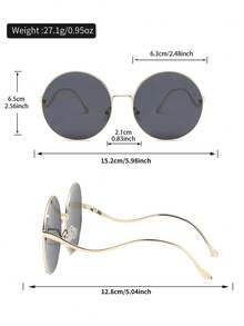 1pc Women/Men's New Full-Rim Round Glasses, Minimalist Large Frame Metal Temples, Fashionable & Luxurious, Suitable For Daily Wear And Party Decoration - Multicolor - View 10