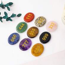 1 PIEZA Piedra de preocupación con números en el pulgar - Cristales de chakra (Cuarzo rosa, Amatista, Ojo de tigre) para la ansiedad y la meditación