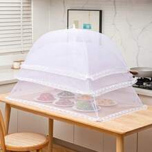 1pc Large Foldable Food Cover Fly Proof Kitchen And Outdoor Camping Food Cover, Feast Insect Proof Food Cover - White - View 5