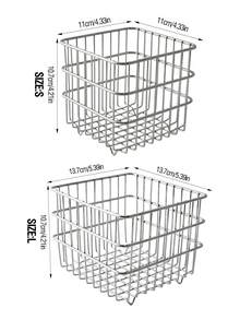 1pc Iron Square Desktop Storage Organizer Basket, Available In Multiple Sizes, For Kitchen Fruit & Vegetable, Makeup Cosmetics, Coffee Capsules, Office Supplies, Back To School Student Gift - Multicolor - View 3
