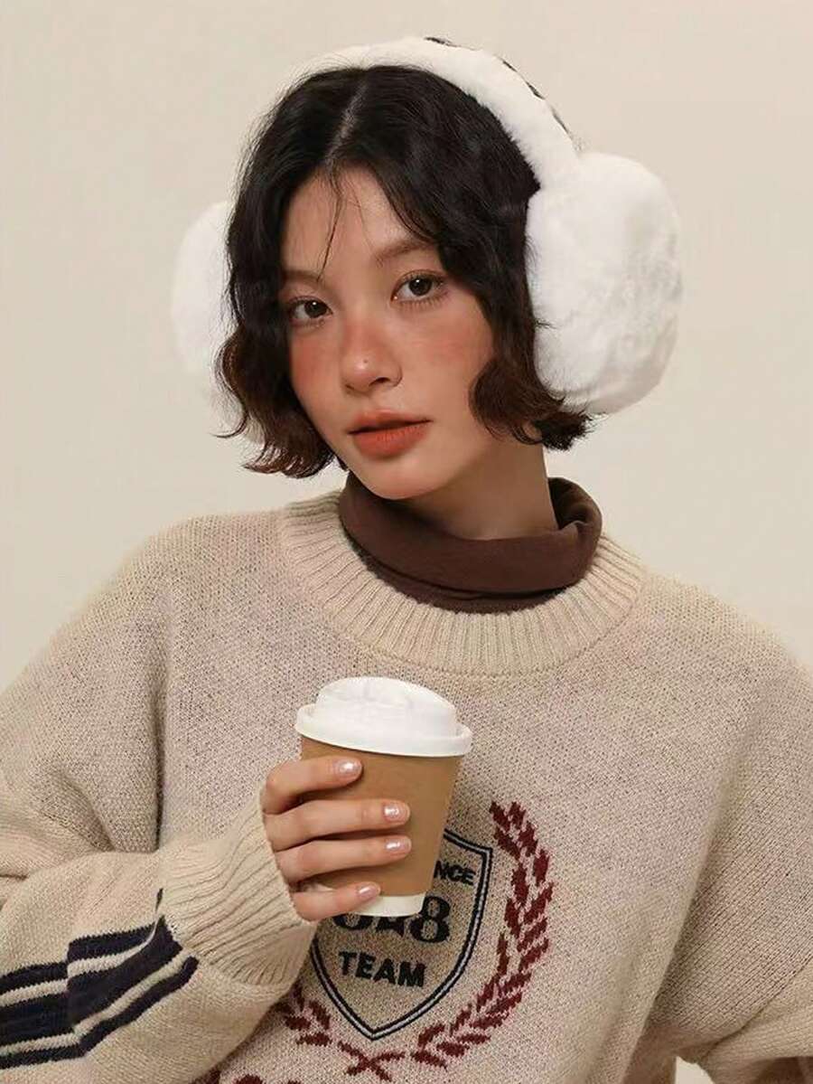 1pc Winter Ear Warmer With Faux Rabbit Fur, Warm Thermal Lined Foldable Ear Muffs, Windproof And Foldable Ear Cover Winter Accessories