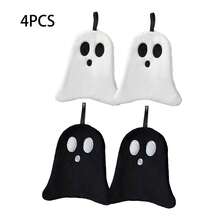 1 pieza/paquete múltiple Toalla de mano con diseño de mano negra de fantasma, decoración colgante de baño linda para Halloween, toalla de punta de dedo de felpa de coral suave y absorbente, para el hogar, la cocina, la toalla de té, regalo de Halloween, decoración de baño de otoño/invierno