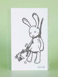 1Pc Fake Tattoo Temporary Tattoos Semi Permanent Tattoo Y2K Rabbit Waterproof Sweatproof Last For 1-2 Weeks Realistic Herbal Juice Anti-Friction Non-Reflective Black For Woman And Men Tattoo Stickers For Arm, Chest, Leg, Abdomen, Waist, Finger, Neck, Spine, Modernist Body Art