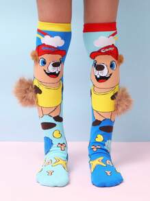 A Pair Of Capybara Knee Length Three-Dimensional Accessory Socks, Suitable For Daily Wear At Gatherings And Outings, Suitable For Campus Return To School, Suitable For Holiday Wear