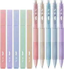 Mr. Pen - Destacadores y bolígrafos de gel estéticos, paquete de 10, destacadores para Biblias en colores pastel que no desbordan, bolígrafos de gel de tinta negra - 1 - Ver 1