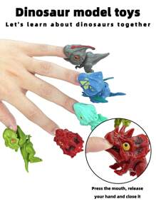 Hay 5 paquetes para elegir: 1-4 pulgadas Juguetes de dinosaurios que muerden los dedos, hechos de plástico ABS, juguetes de dinosaurios que simulan animales dinosaurios, juguetes lindos para aliviar el estrés, con una variedad de colores y formas que incluyen pequeños Tiranosaurio Rex, Triceratops, Velociraptor y otros dinosaurios.