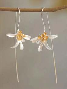 一对优雅桂花耳环，适合女性日常、派对和旅行佩戴，可作为珠宝礼物。 - 彩色 - 查看 1