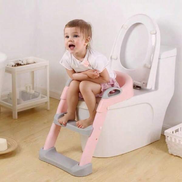 1pc Kids Toilet Seat With Footstool, Foldable Toddler Potty Seat For Girls & Boys, Toilet Training Assistant