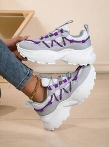 Women's Retro Sneakers - Fashionable Contrast Color Design - Comfortable & Breathable - Suitable For Daily Wear