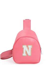 1 pieza Bolso cruzado de hombro con estampado de letras para niñas, bolso de pecho y cintura lindo adecuado para uso diario, exterior, viaje, senderismo, portátil, opción de regalo ideal