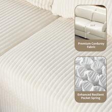 Comanlai – Two-Piece Modular Corduroy Sofa Set – Combinable Sofa Set – Left Single Armchair + Right Single Armchair – Beige - 米色 - 查看 5