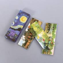 1pc 30 Creative Boxed Landscape Oil Painting Series Paper Bookmarks, Unique Box Design, Ins Style And Artistic Style Small Items, Portable And Compact, Suitable For Birthday Gifts, School And Office Supplies, Travel Souvenir Gifts, Hand Account Collage Embellishments, Drama Reading Marks
