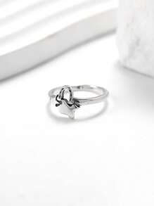 1pc Simple Unique 925 Sterling Silver Texas Trio JA Ring Women Fine Jewelry Gift